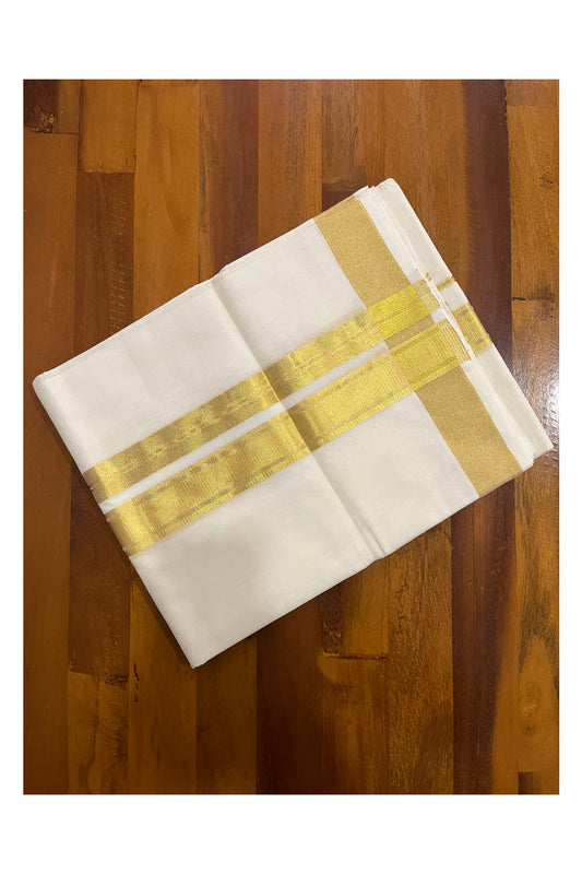 Southloom Premium Handloom Pure Cotton Mundu with Kasavu Chutti Border (South Indian Dhoti)