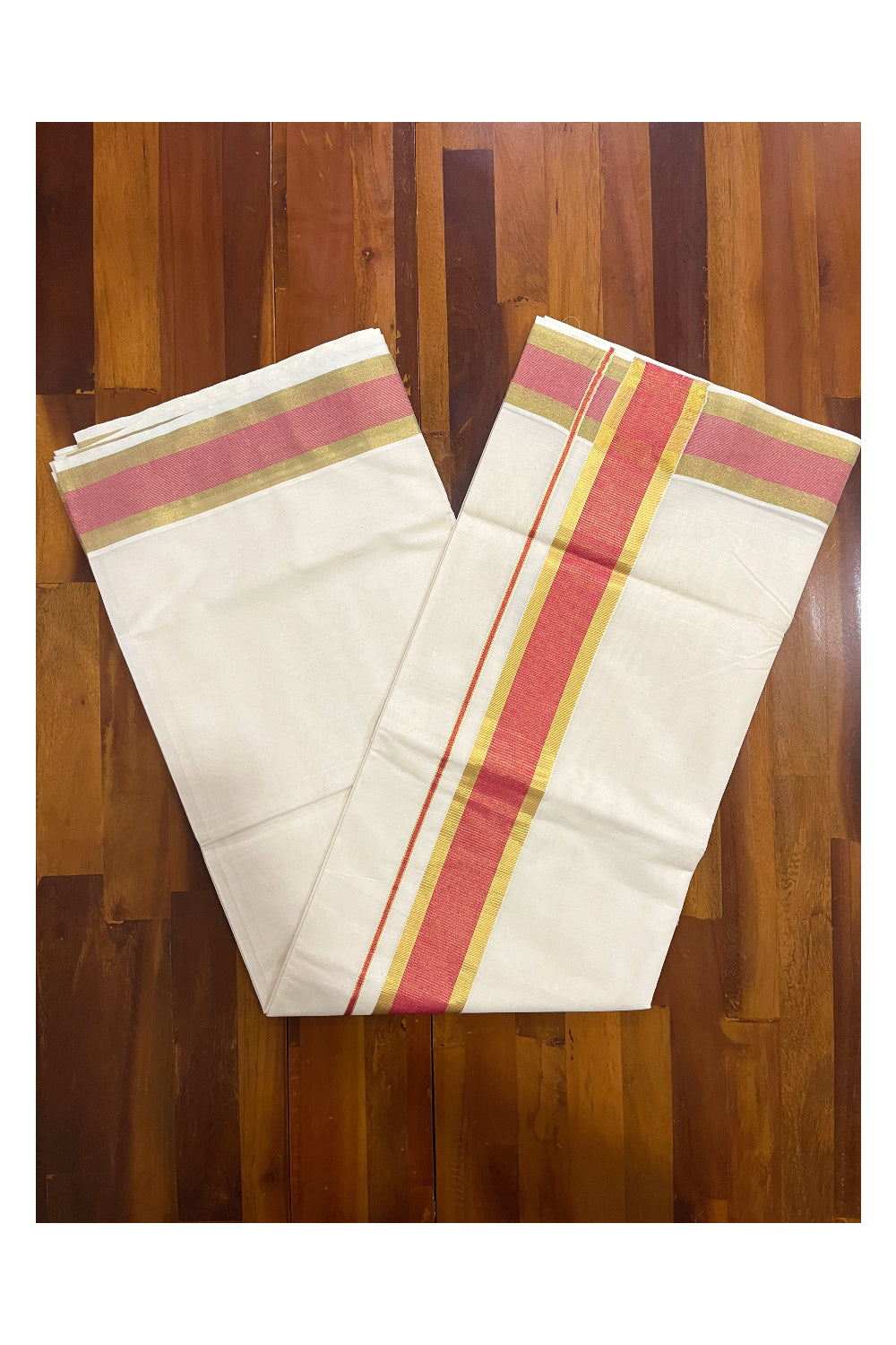 Pure Cotton Kerala Saree with Kasavu and Red Border