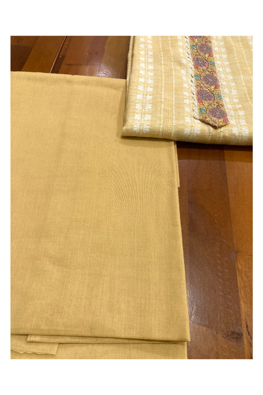 Southloom™ Cotton Churidar Salwar Suit Material in Beige Printed Design
