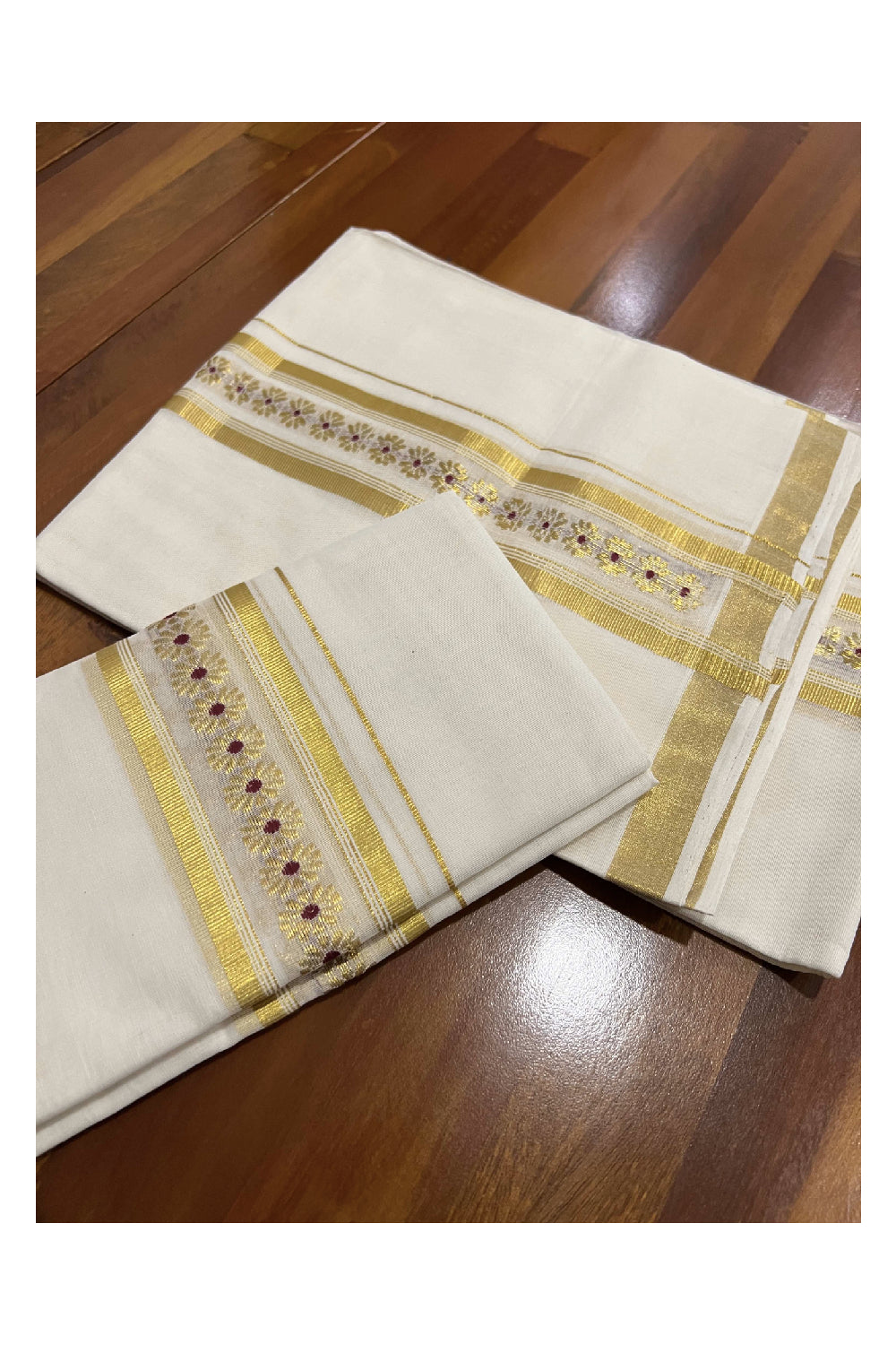 Southloom Handloom Premium Cotton Set Mundu with Kasavu Woven Work on Border