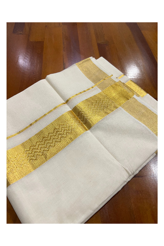 Southloom Premium Handloom Pure Cotton Wedding Mundu with Kasavu Woven Kara (South Indian Dhoti)