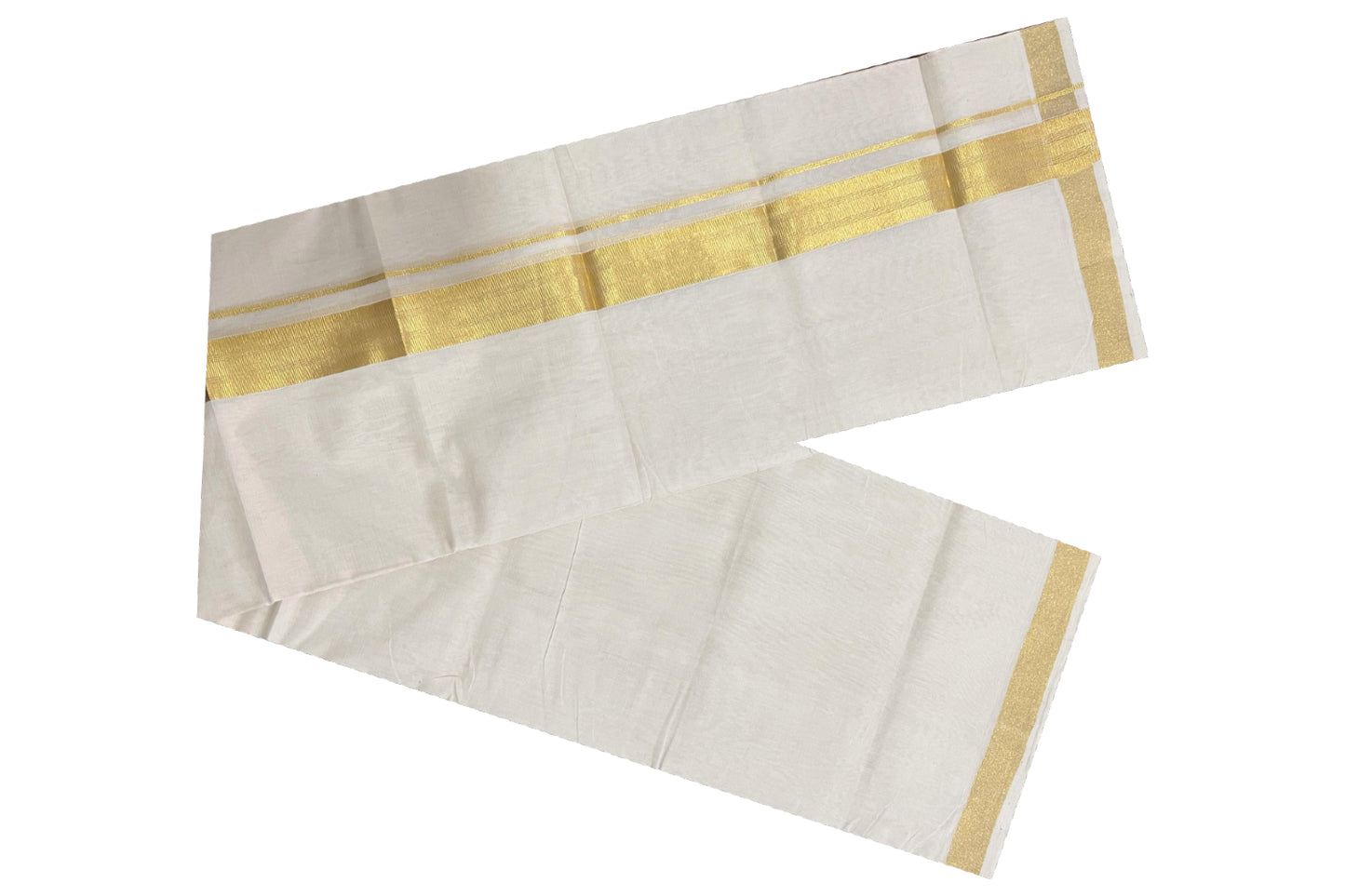 Southloom Balaramapuram Handloom Pure Cotton Wedding Mundu with Kasavu Woven Lines Kara (South Indian Dhoti)