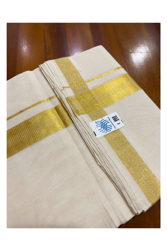 Southloom Super Premium Unakkupaavu Handloom Double Mundu with Kasavu Woven Border