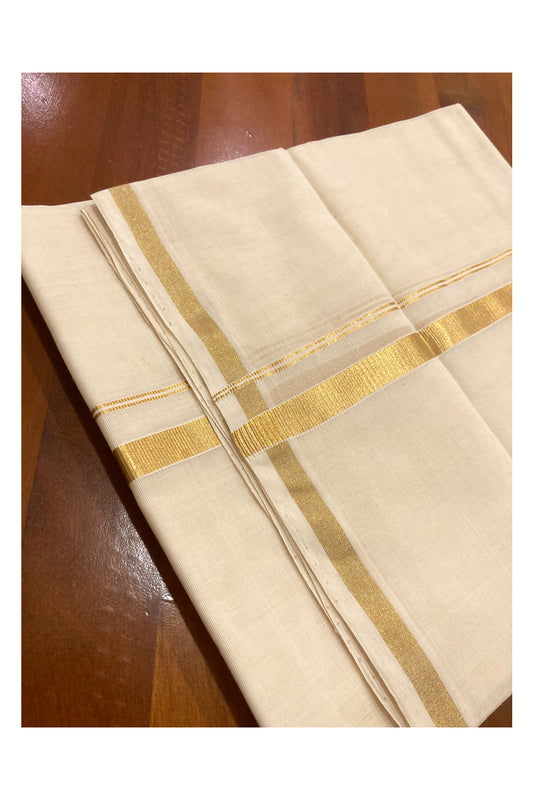 Southloom Handloom Angavasthram / Neriyathu 0.5 inch Kasavu (aka Kavani / Mel Mundu / Utthariyam / Ponnada)