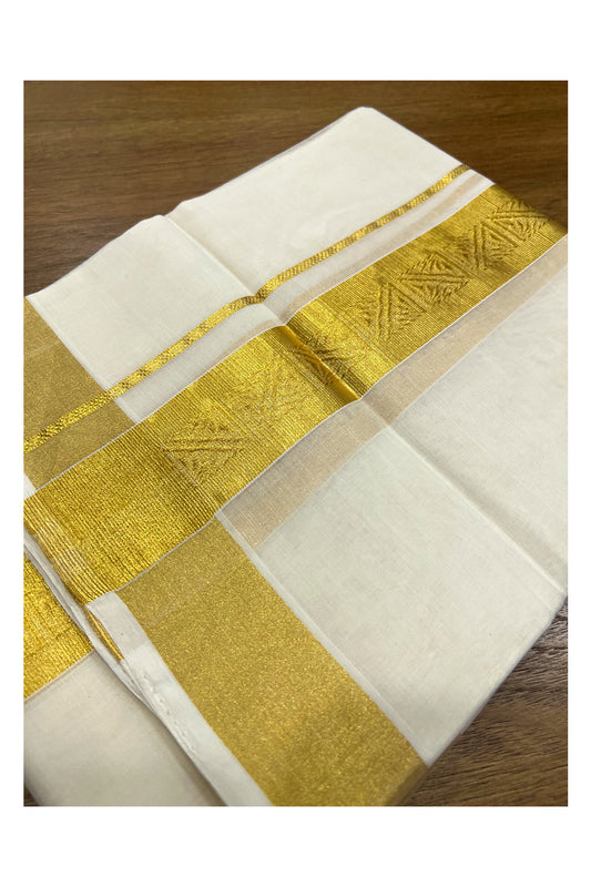 Southloom Premium Handloom Pure Cotton Wedding Mundu with Kasavu Woven Border (South Indian Dhoti)