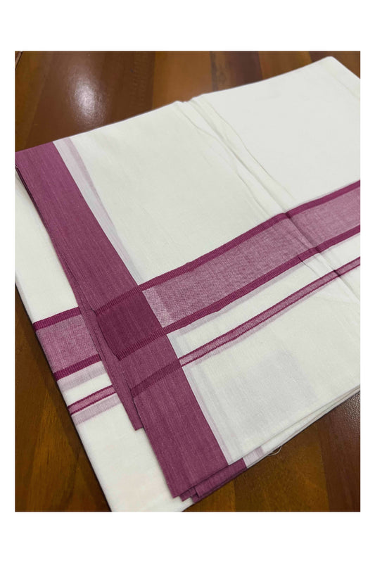 Pure White Cotton Mundu with Maroon Kara (South Indian Dhoti)