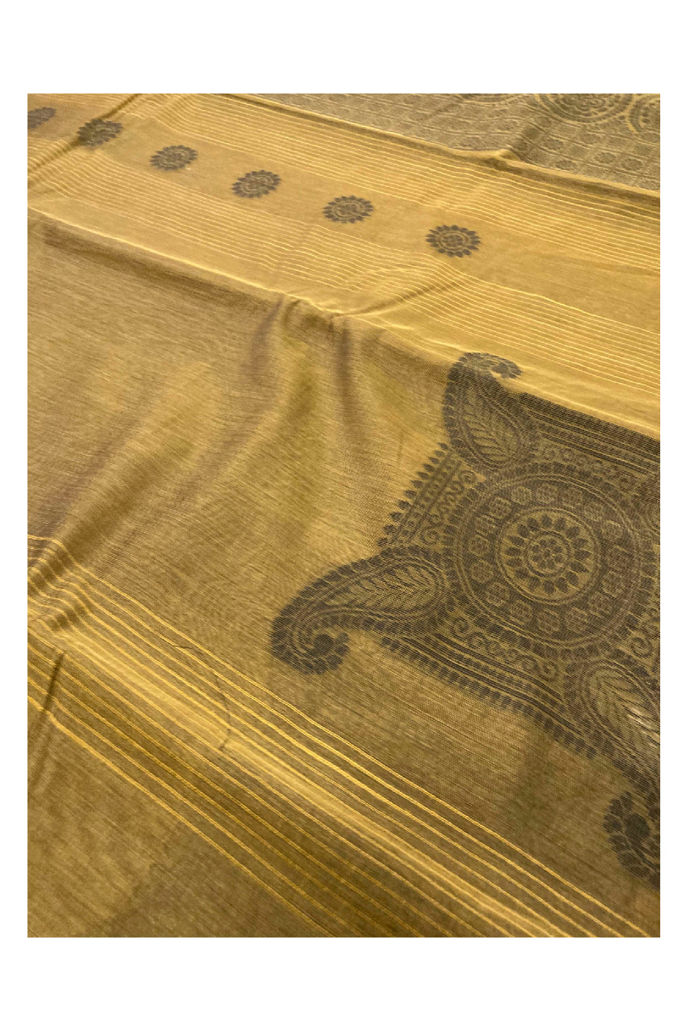 Southloom Sico Gadwal Semi Silk Saree in Brown with Floral Motifs (Blouse Piece with Work)