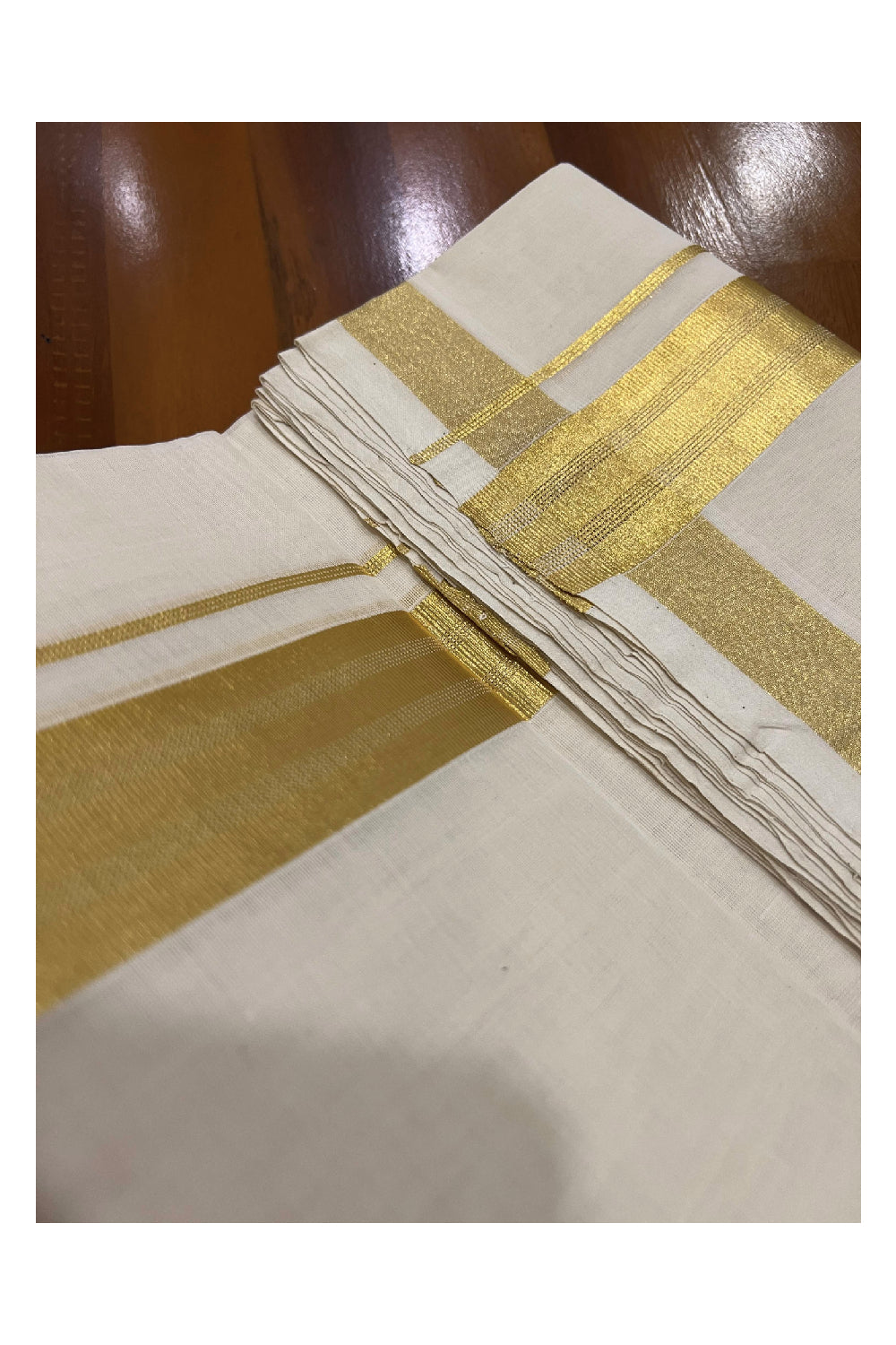 Southloom Balaramapuram Handloom Pure Cotton Wedding Mundu with Kasavu Woven Lines Kara (South Indian Dhoti)