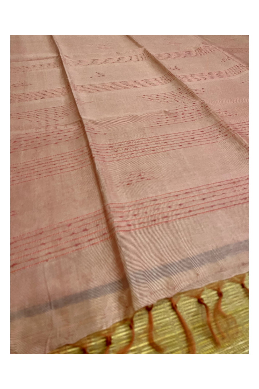 Southloom Cotton Light Brown Saree with Designer Thread works on Body