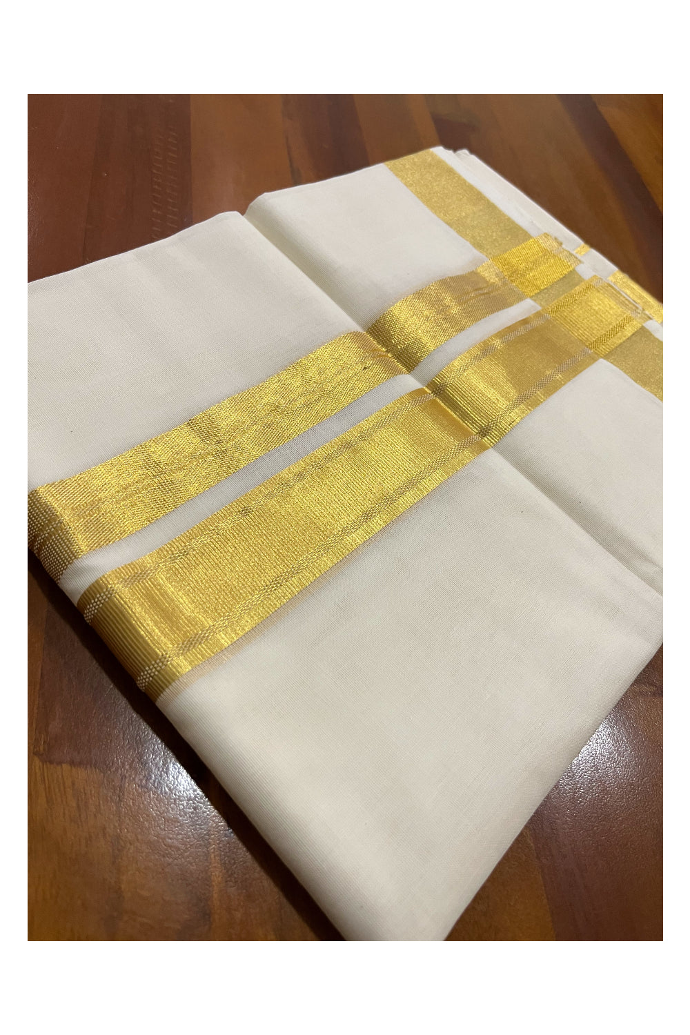 Southloom Premium Handloom Pure Cotton Mundu with Kasavu Chutti Border (South Indian Dhoti)