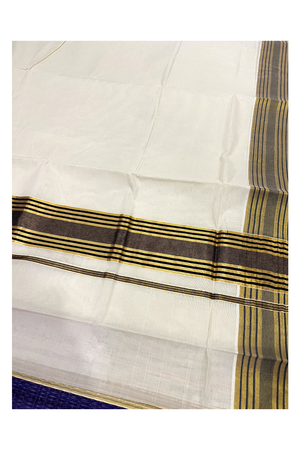 Pure Cotton Kerala Saree with Kasavu and Black Line Border