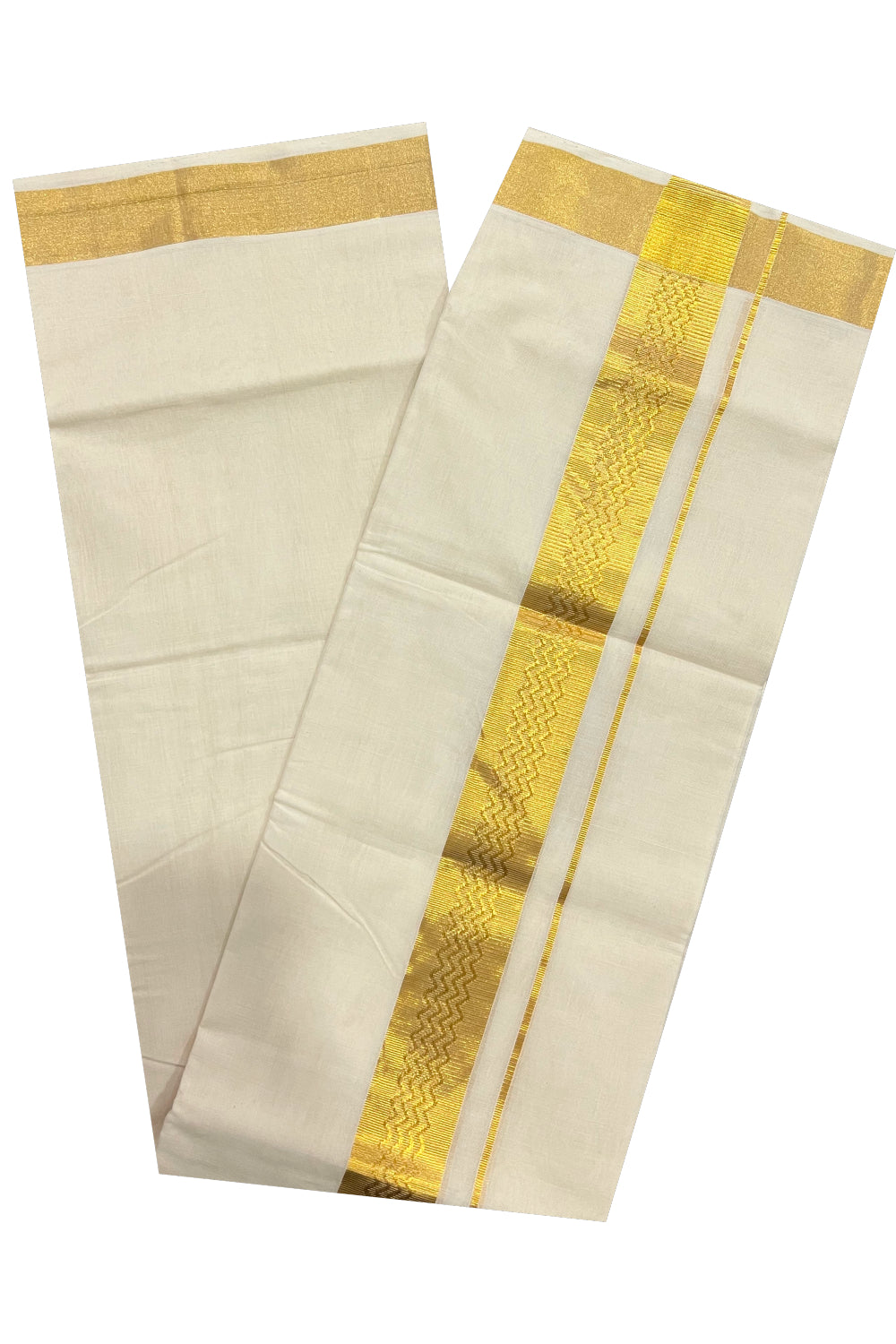 Southloom Premium Handloom Pure Cotton Wedding Mundu with Kasavu Woven Kara (South Indian Dhoti)