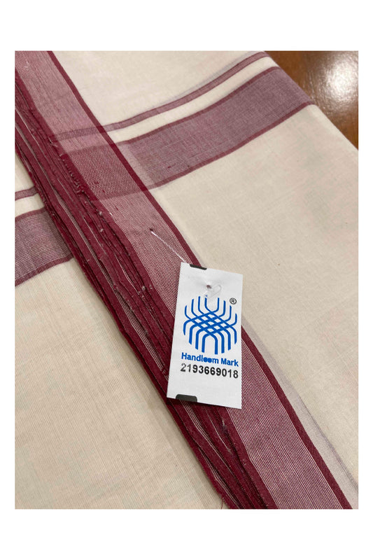 Southloom Balaramapuram Unakkupaavu Premium Handloom Mundu with Maroon Border