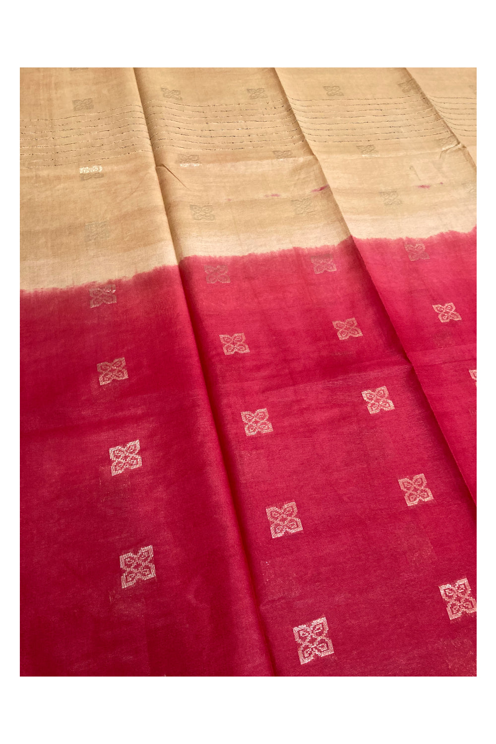 Southloom Art Silk Red Designer Saree with Light Brown Pallu