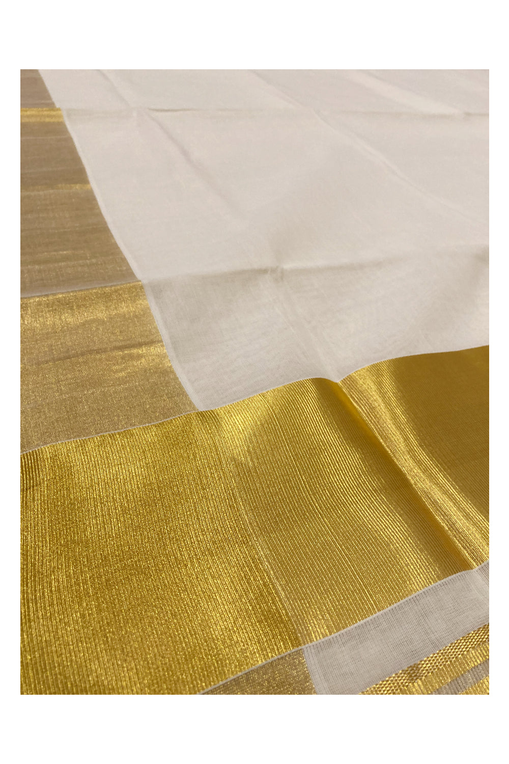 Southloom™ Premium Handloom Plain 4 Inch Kasavu Saree