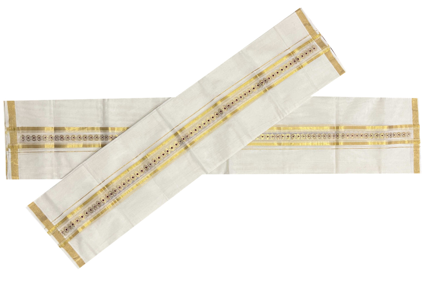 Southloom Handloom Premium Cotton Set Mundu with Kasavu Woven Work on Border