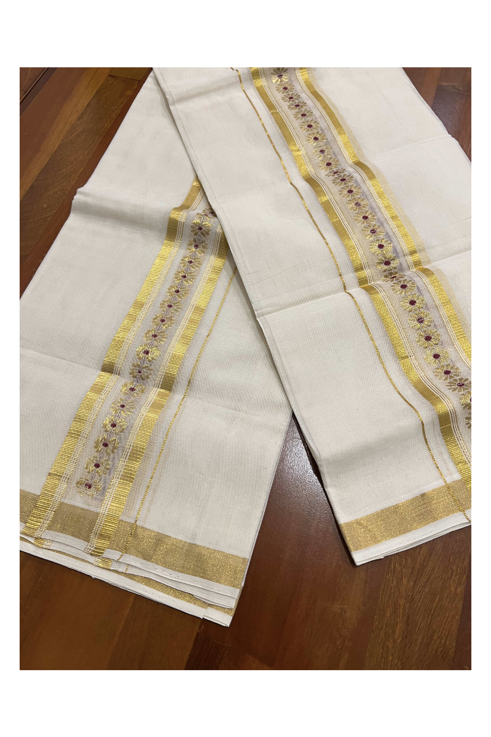 Southloom Handloom Premium Cotton Set Mundu with Kasavu Woven Work on Border