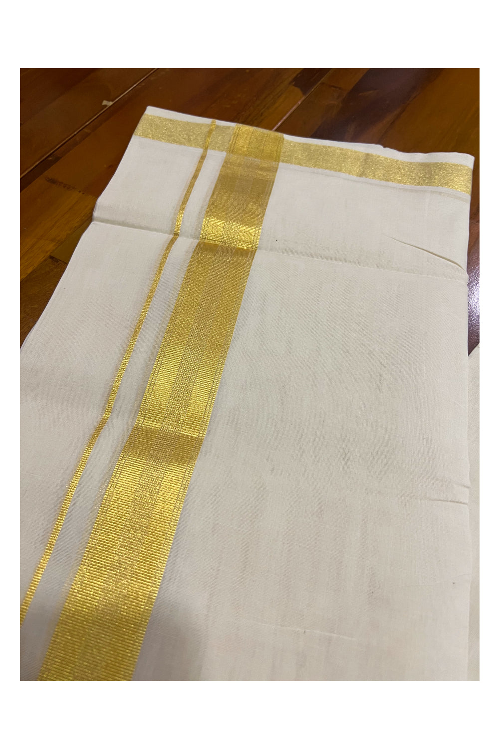 Southloom Super Premium Unakkupaavu Handloom Double Mundu with Kasavu Woven Border