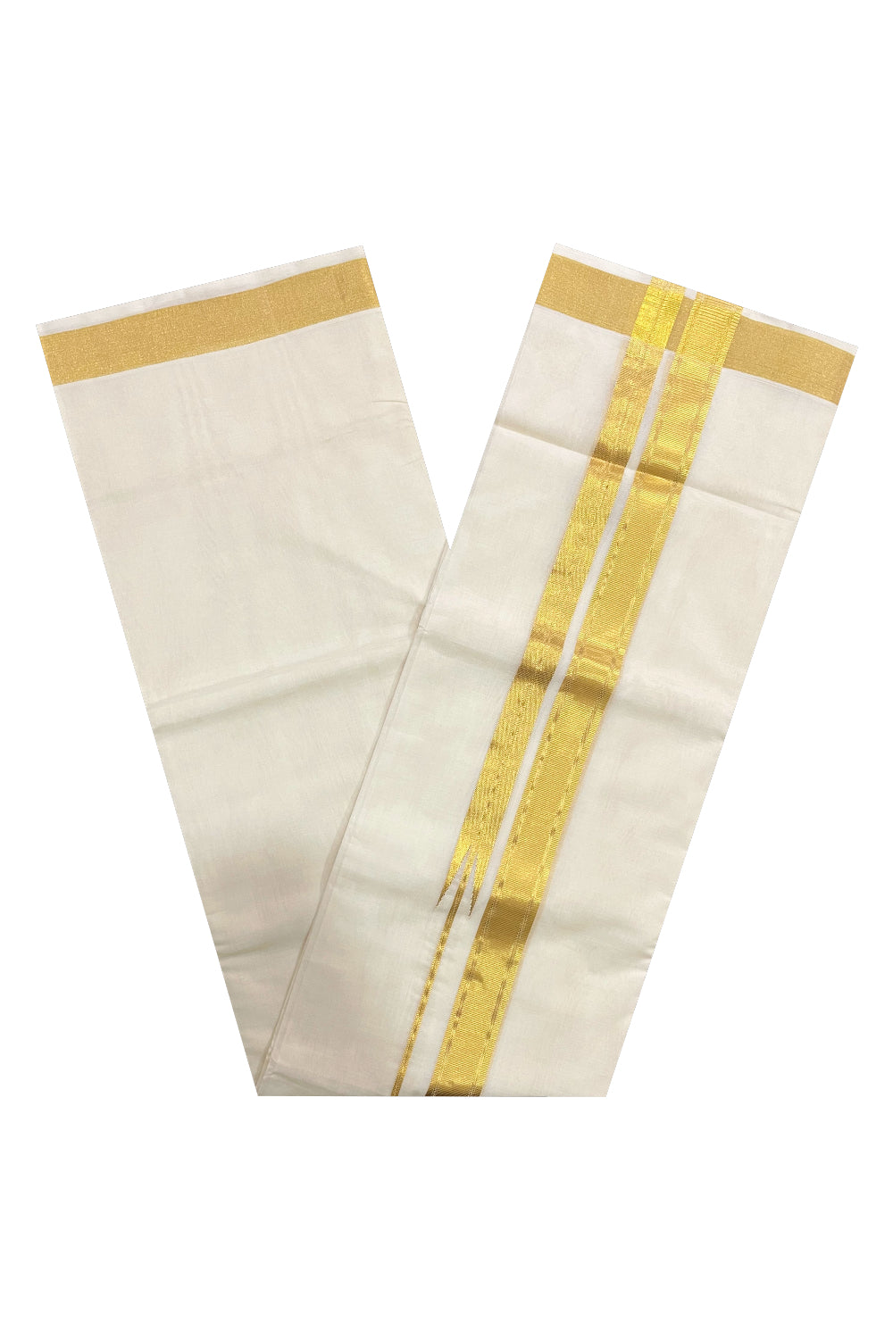 Southloom Premium Handloom Pure Cotton Mundu with Kasavu Chutti Border (South Indian Dhoti)