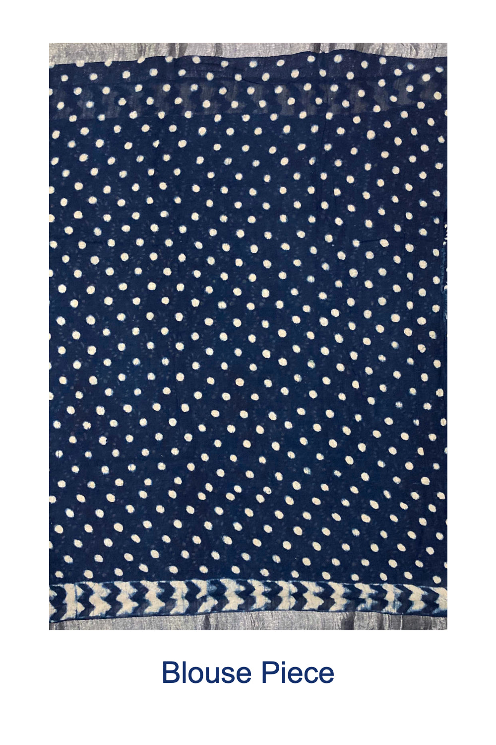 Southloom Linen Blue Designer Saree with White Patterns and Tassels