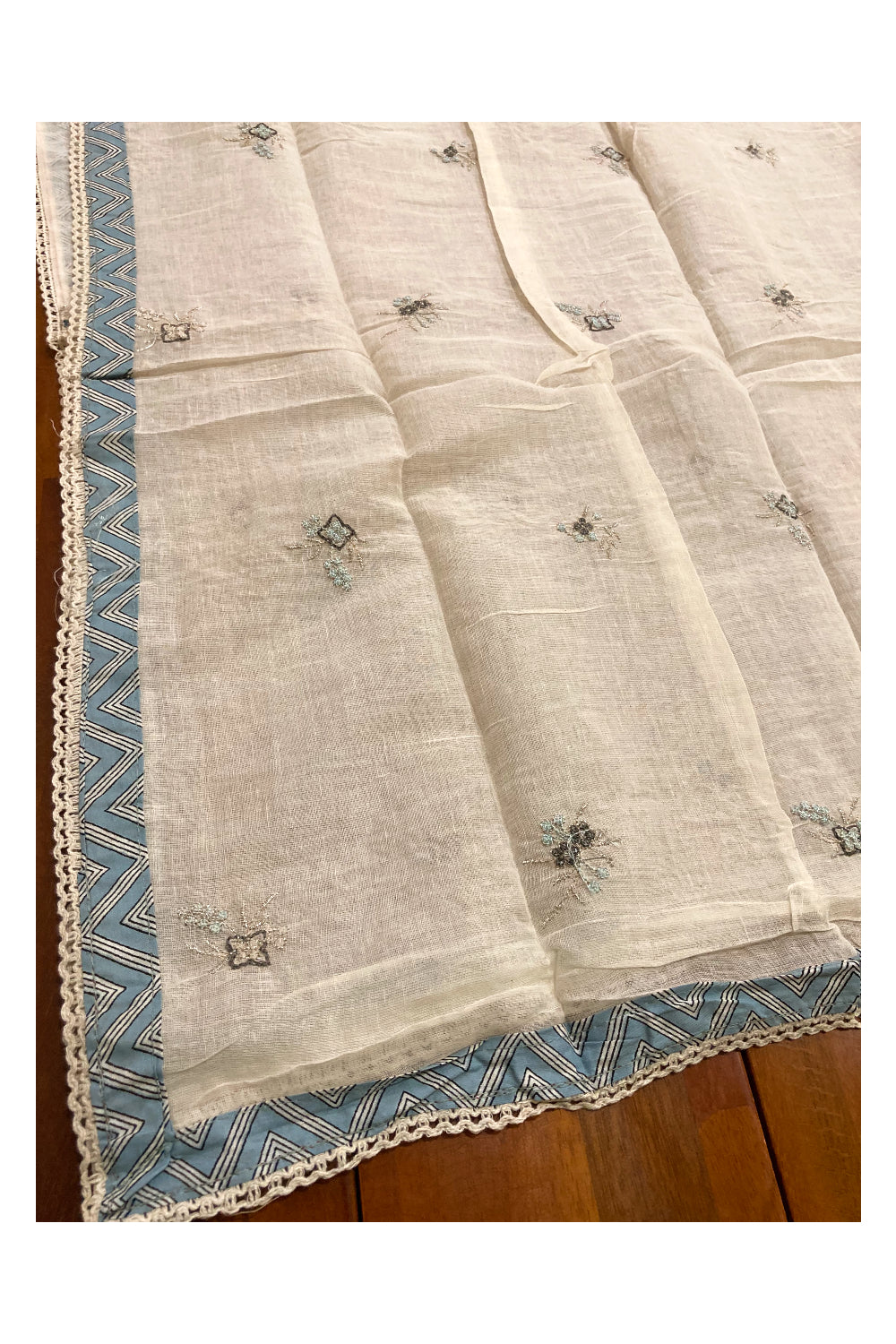 Southloom™ Cotton Churidar Salwar Suit Material in Blue with Floral Printed Design