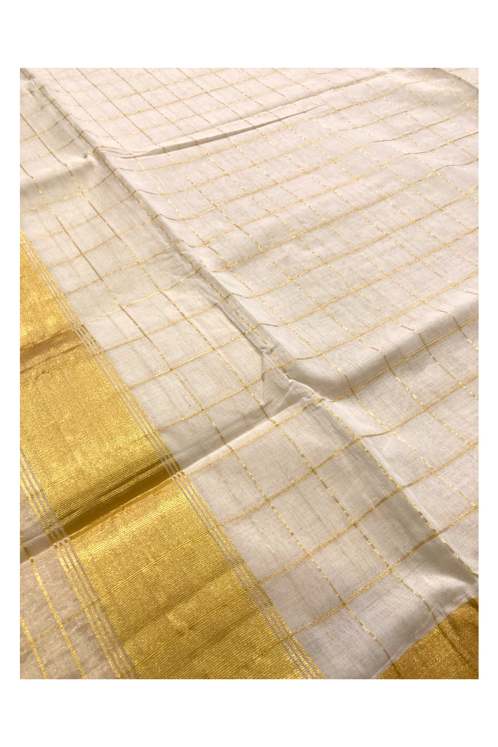 Southloom Super Premium Unakkupaavu Wedding Handloom Kasavu Check Design Saree with Tissue Checks on Pallu