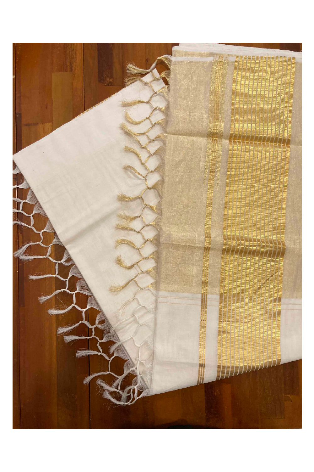 Southloom Kuthampully Handloom Half and Half (Tissue / Cotton) Saree
