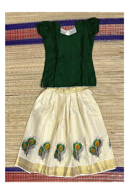 Southloom Kerala Pavada Blouse with Feather Design (Age - 5 Year)