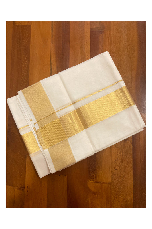 Southloom Handloom Angavasthram / Neriyathu 2 inch Kasavu (aka Kavani / Mel Mundu / Utthariyam / Ponnada)