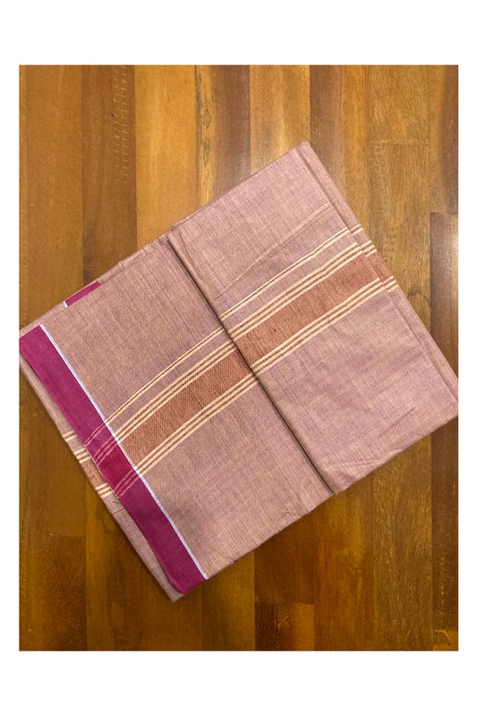 Southloom Premium Handloom Brick Red Solid Single Mundu (Lungi) with Red Border