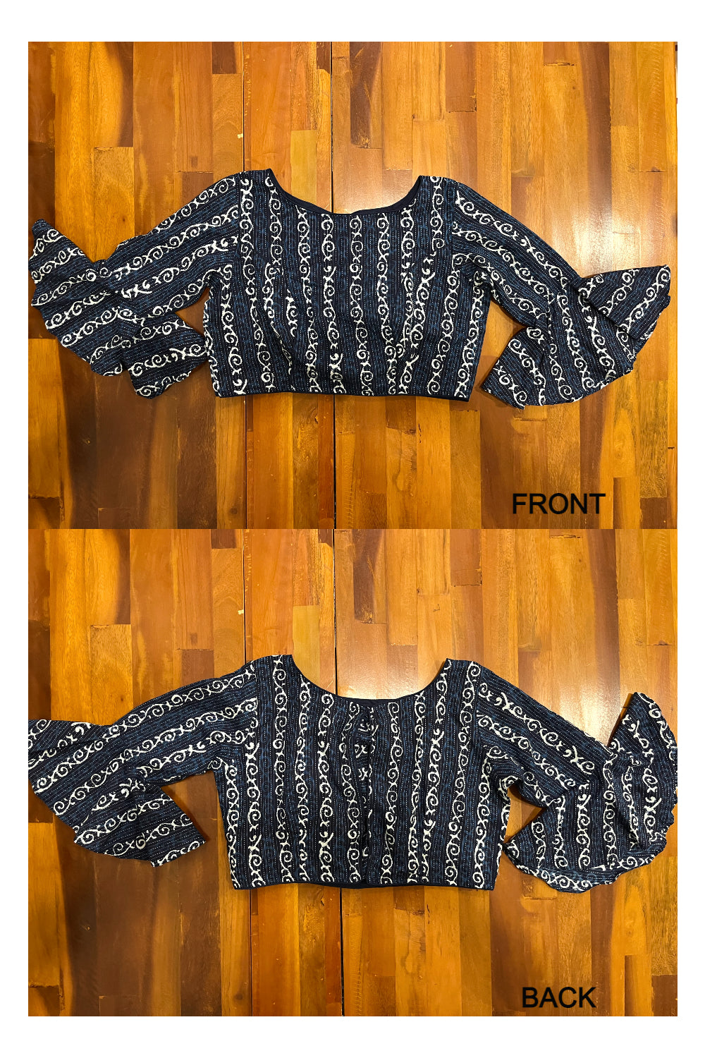 Southloom Navy Blue Printed Ready Made Blouse