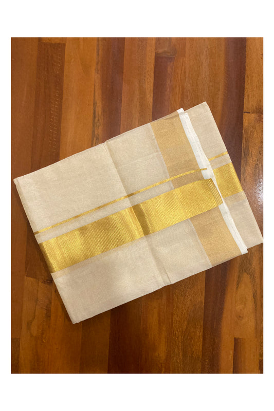 Southloom Premium Handloom Tissue Mundu with 2 inch Kasavu Border (South Indian Kerala Dhoti)