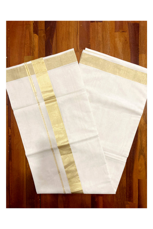 Southloom™ Premium Handloom Plain 2 Inch Kasavu Saree