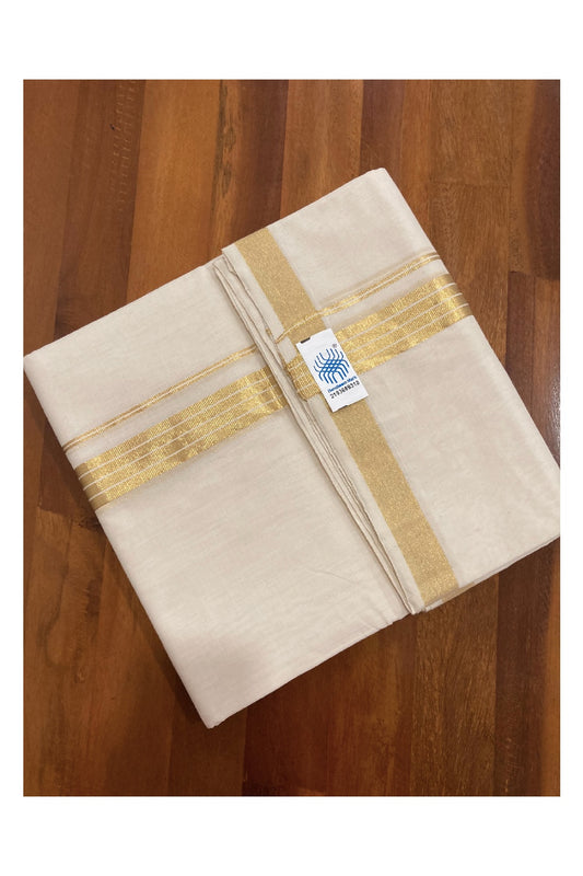 Southloom Balaramapuram Unakkupaavu Premium Wedding Handloom Mundu with Lines on Kasavu Border