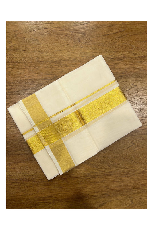 Southloom Premium Handloom Pure Cotton Wedding Mundu with Kasavu Woven Border (South Indian Kerala Dhoti)