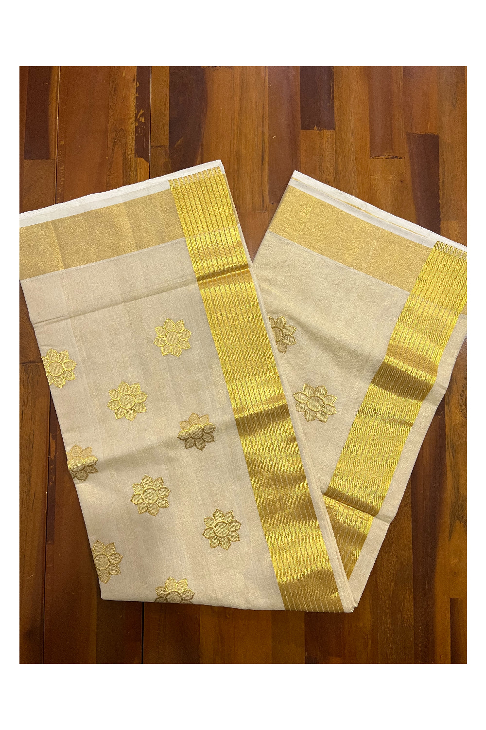 Southloom Premium Handloom Tissue Heavy Work Saree with Woven Floral Motifs Design