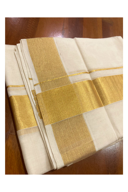 Southloom Handloom Angavasthram / Neriyathu 2 inch Kasavu (aka Kavani / Mel Mundu / Utthariyam / Ponnada)