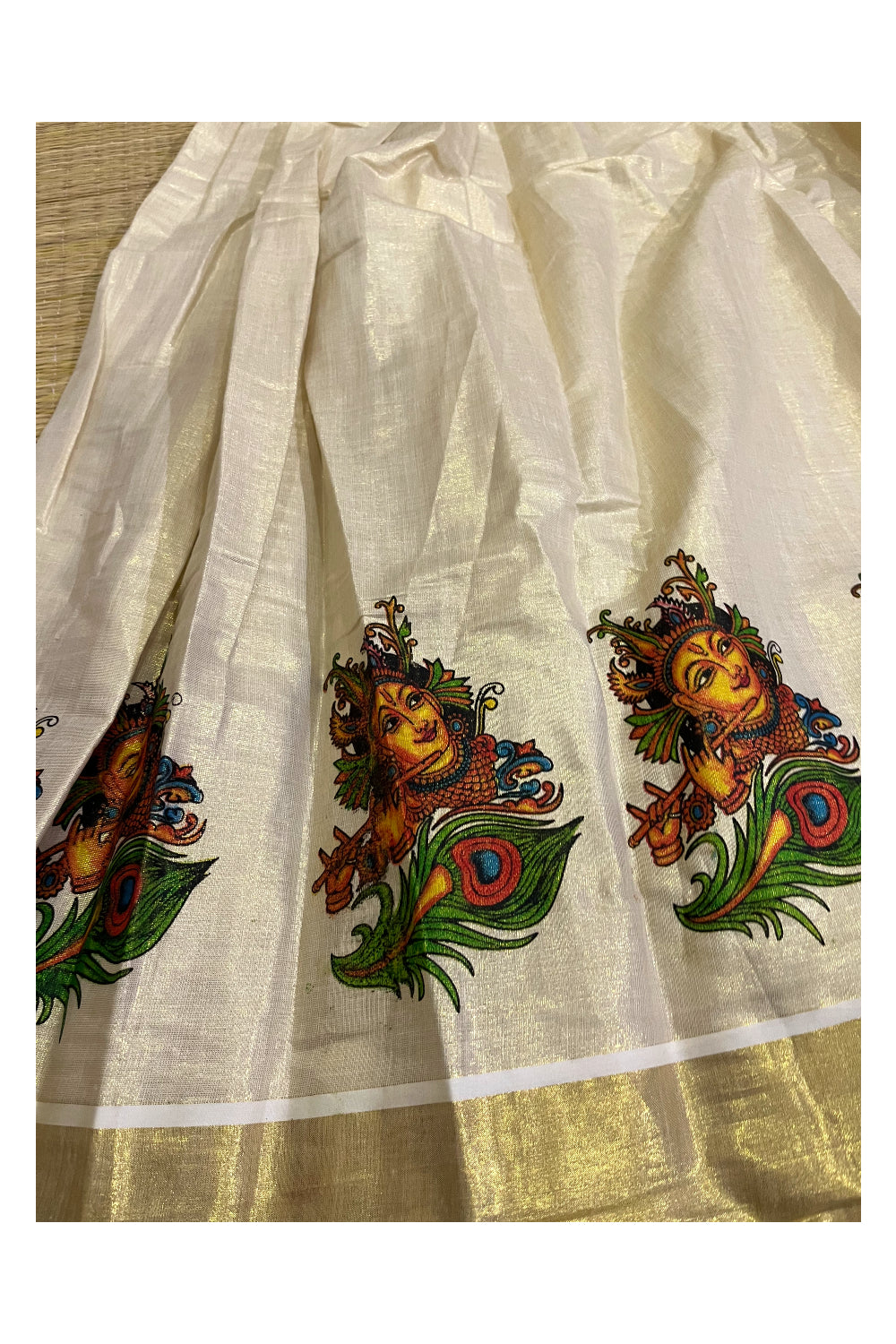 Southloom Kerala Pavada Blouse with Krishna Mural Design (Age - 12 Year)