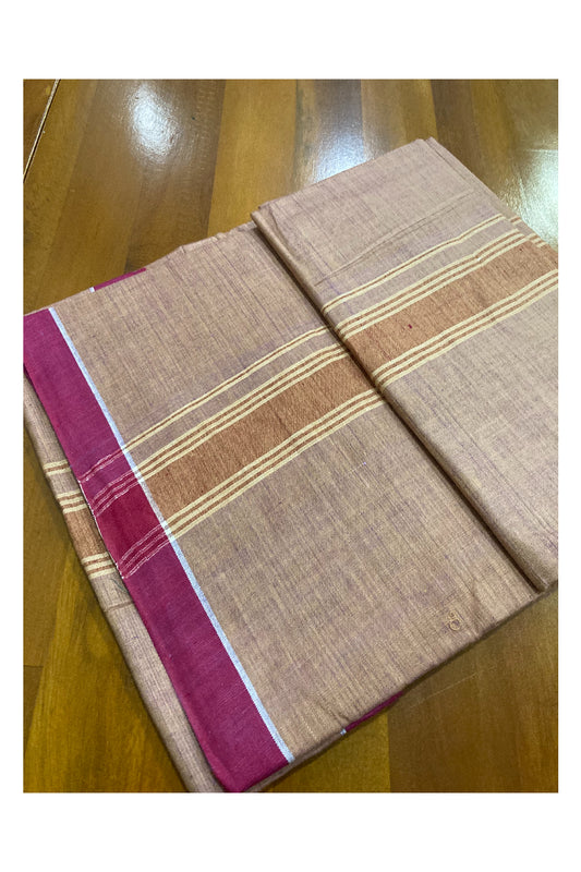 Southloom Premium Handloom Brick Red Solid Single Mundu (Lungi) with Red Border