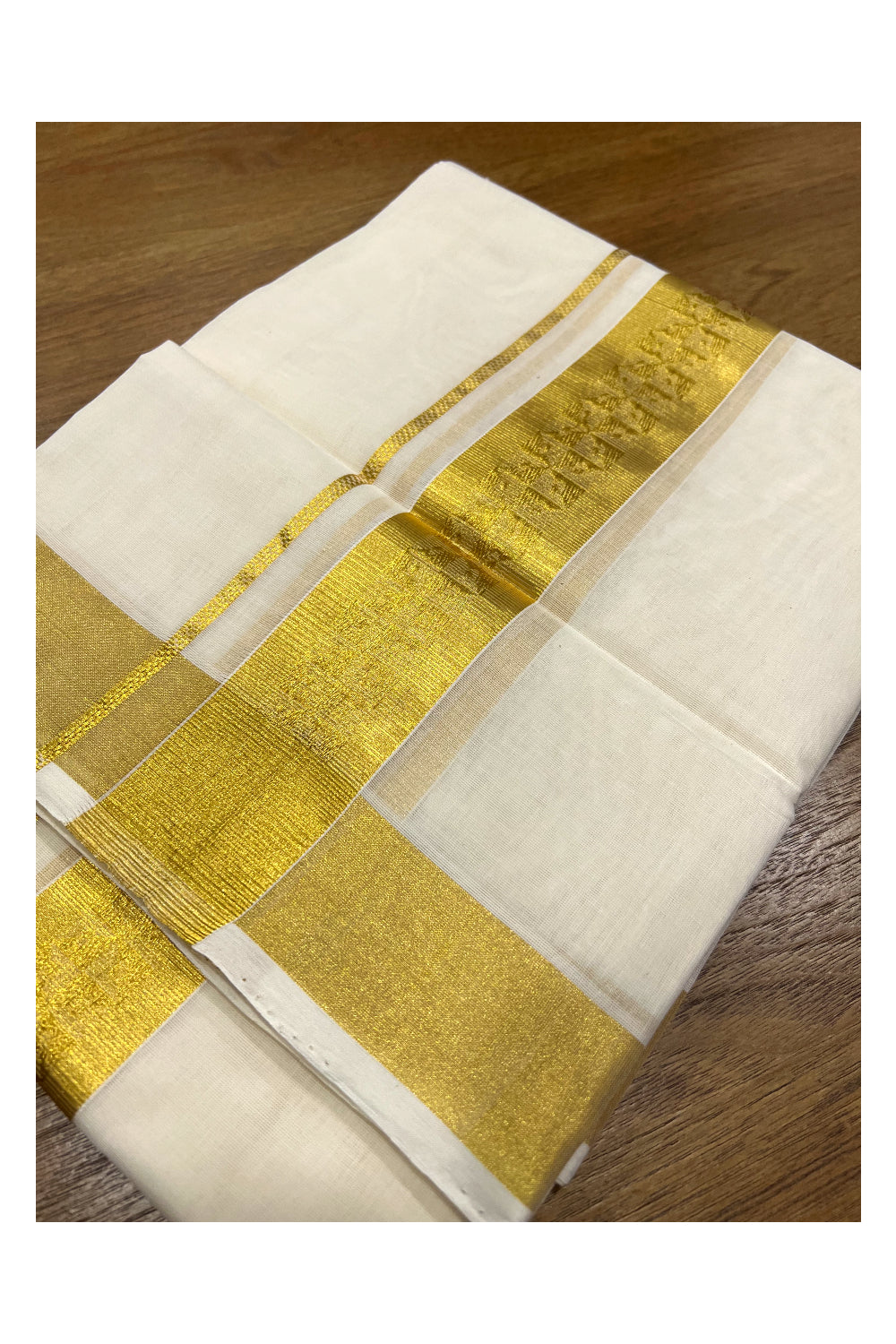 Southloom Premium Handloom Pure Cotton Wedding Mundu with Kasavu Woven Border (South Indian Kerala Dhoti)