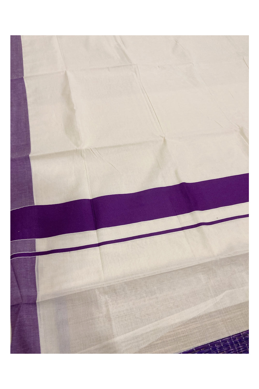 Kerala Saree with Plain Violet Border