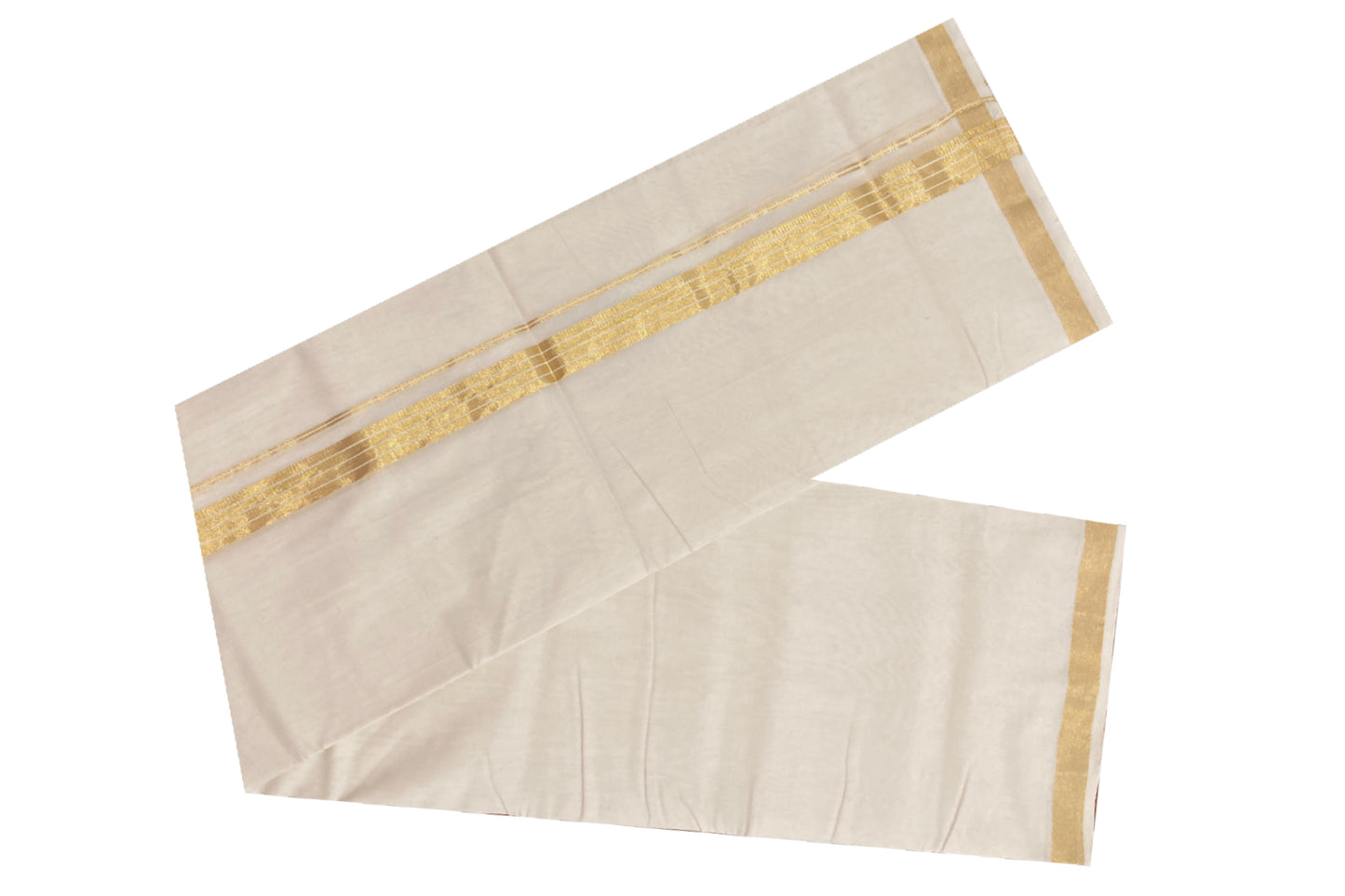 Southloom Balaramapuram Unakkupaavu Premium Wedding Handloom Mundu with Lines on Kasavu Border