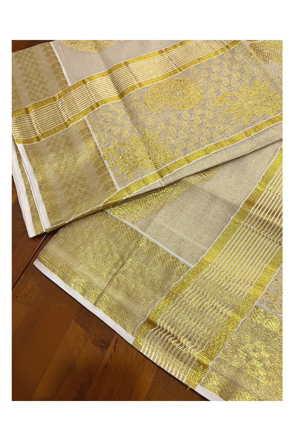 Kerala Tissue Kasavu Heavy Woven Work Saree (Vishu Saree 2023)