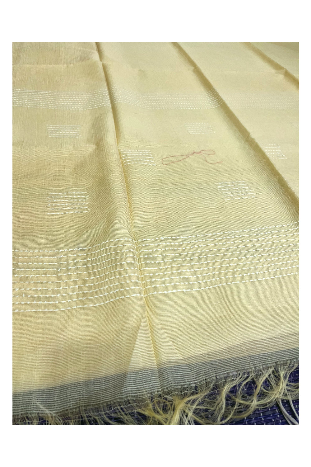 Southloom Cotton Light Yellow Saree with Designer Thread works on Body