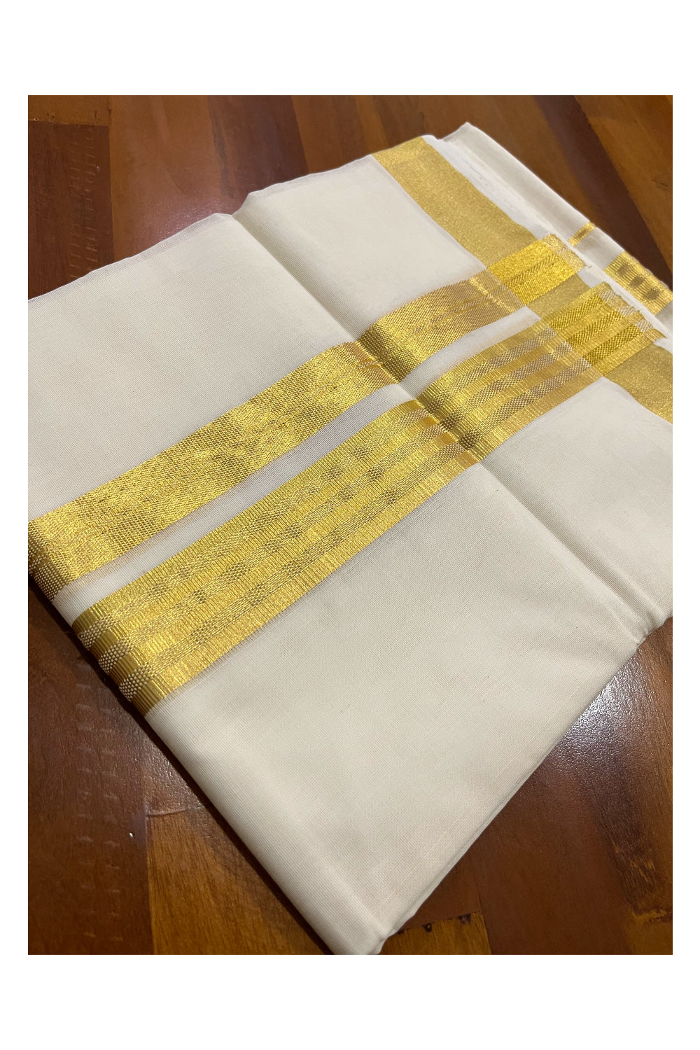 Southloom Premium Handloom Pure Cotton Mundu with Kasavu Chutti Border (South Indian Dhoti)