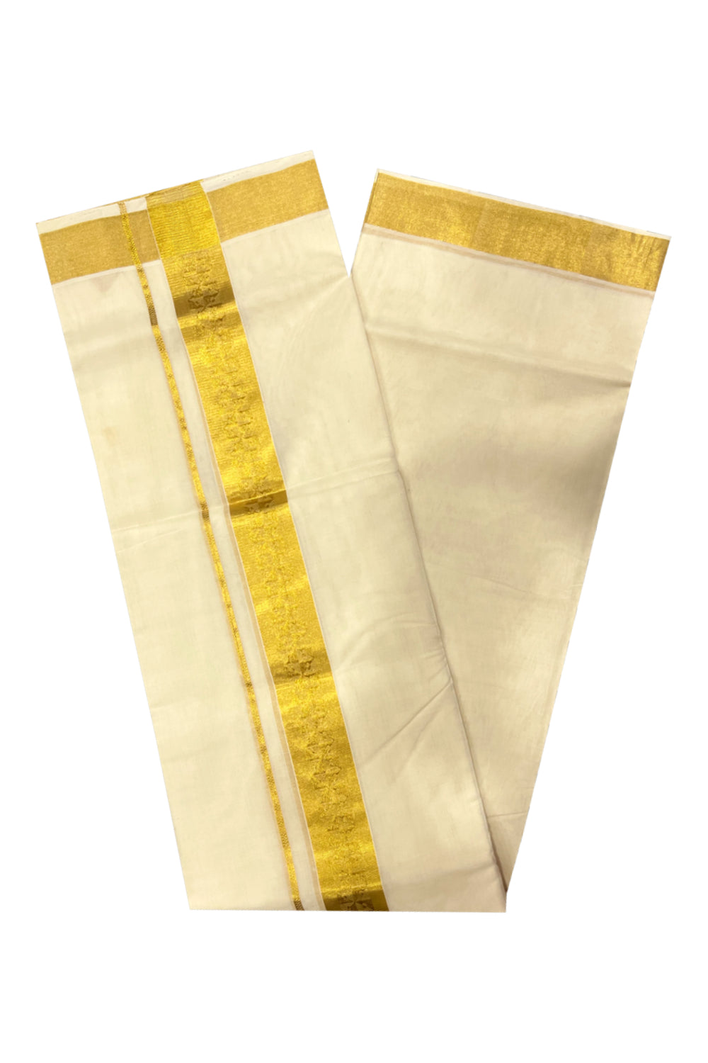 Southloom Premium Handloom Pure Cotton Wedding Mundu with Kasavu Woven Border (South Indian Kerala Dhoti)