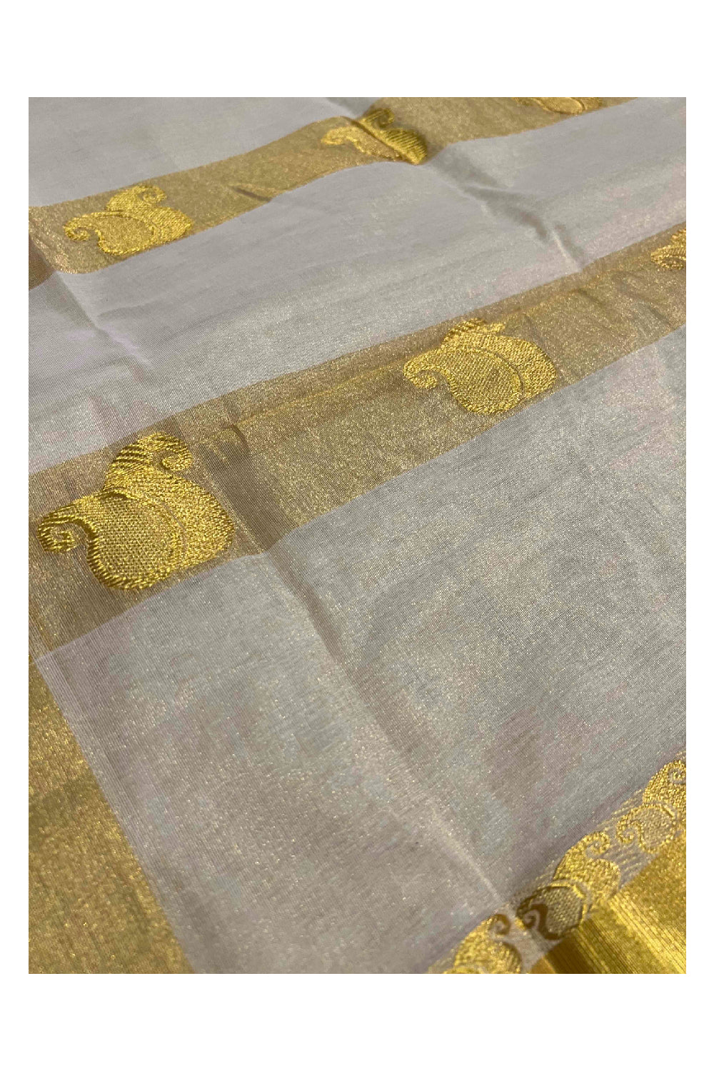 Southloom Premium Kuthampully Handloom Tissue Paisley Heavy Work Saree