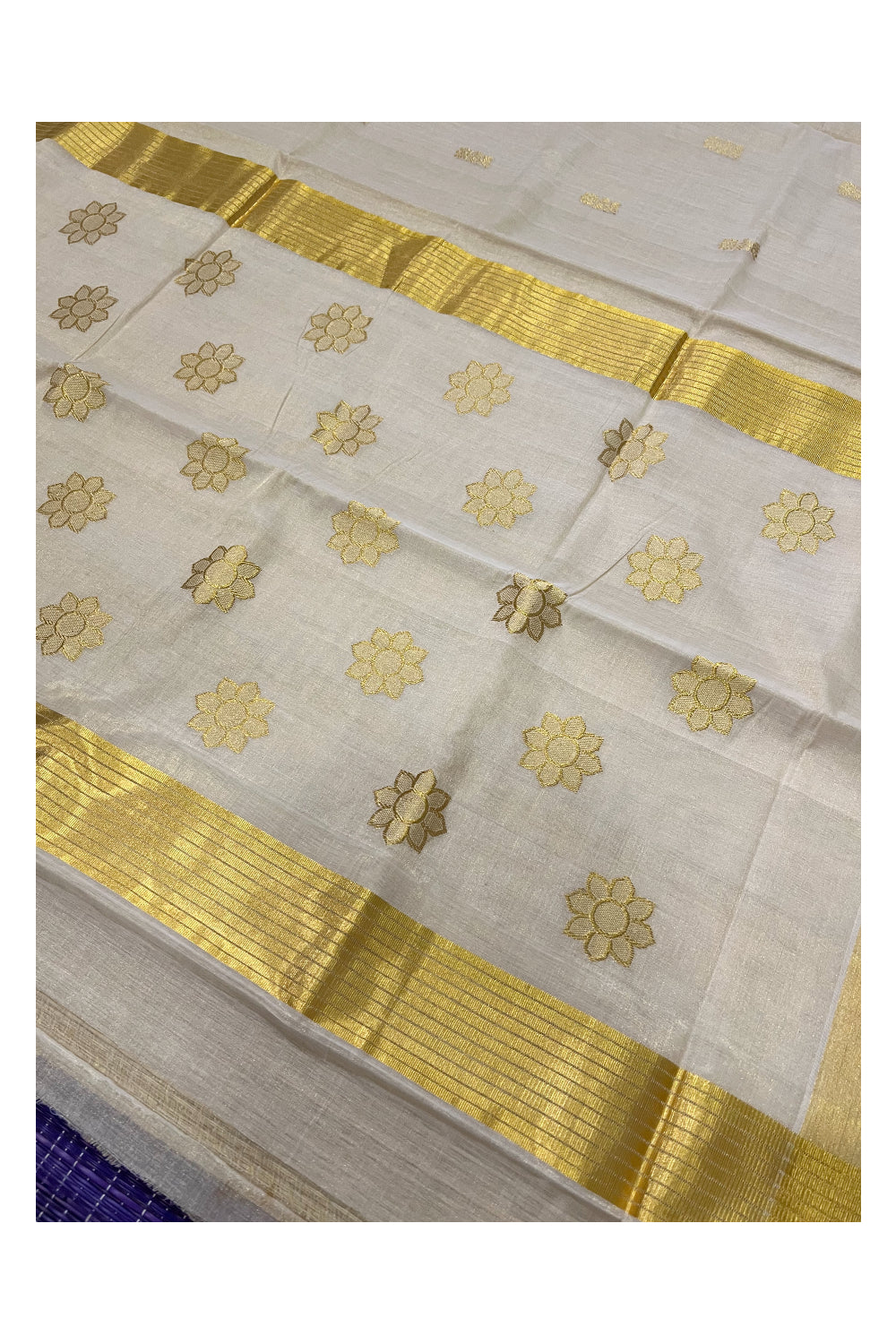 Southloom Premium Handloom Tissue Heavy Work Saree with Woven Floral Motifs Design