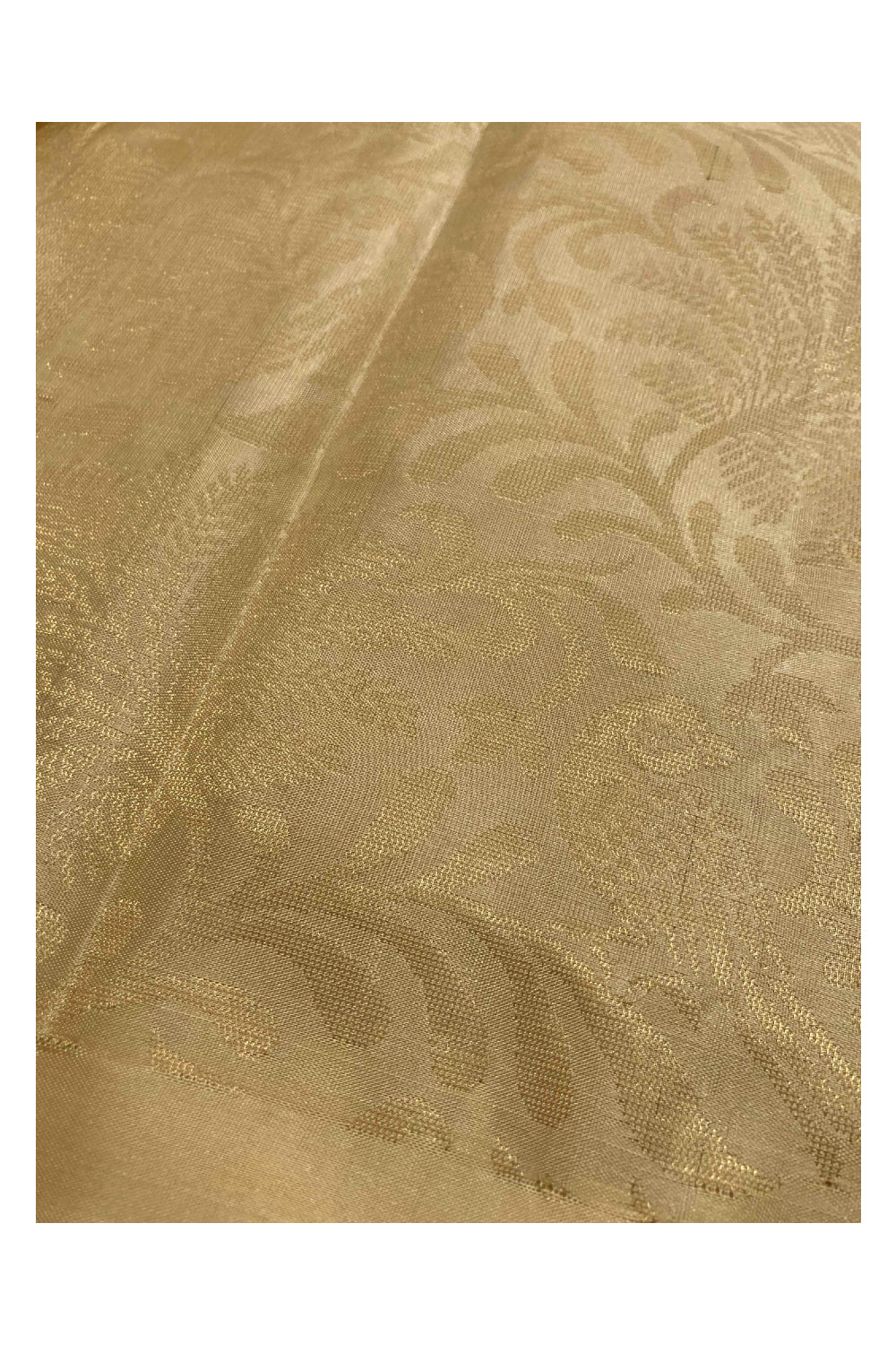 Southloom Handloom Pure Silk Manthrakodi Kanchipuram Saree in Single Beige Colour and Silver Zari Motifs