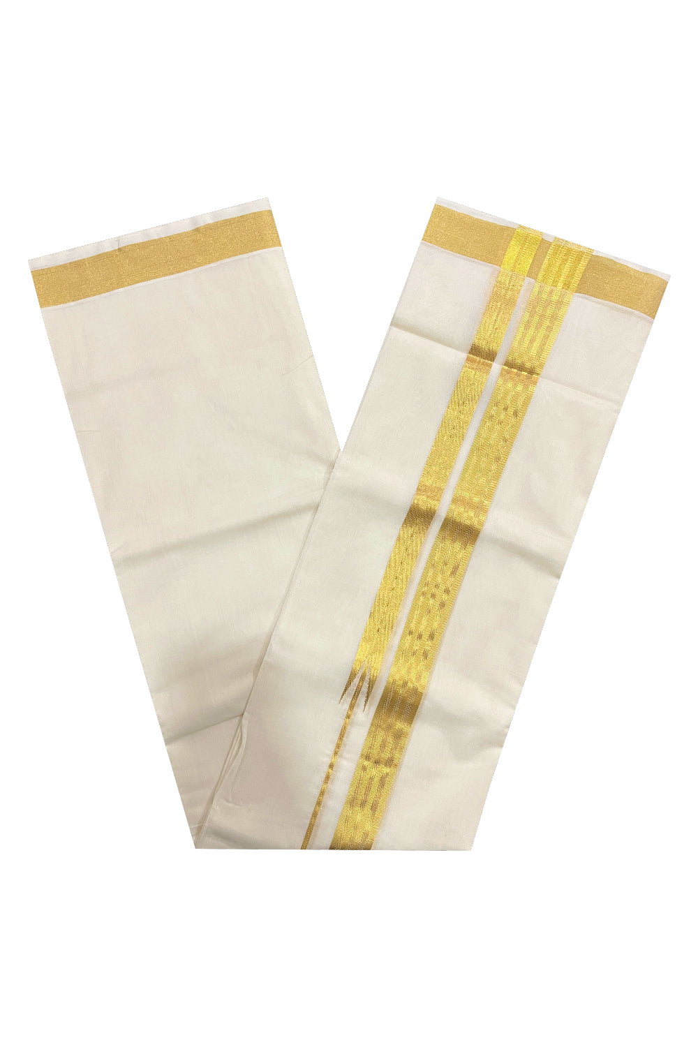 Southloom Premium Handloom Pure Cotton Mundu with Kasavu Chutti Border (South Indian Dhoti)